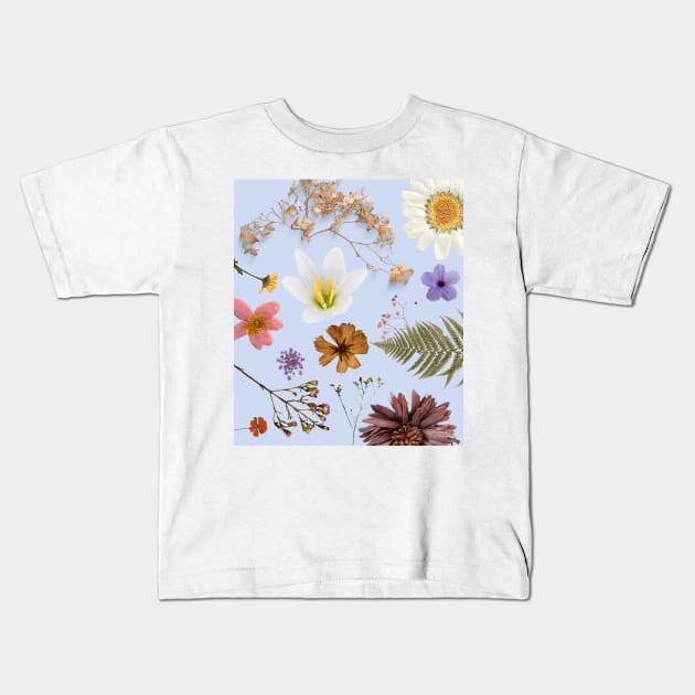 Beautiful Botany Collage - Baby Blue Kids T-Shirt by madiwestdal